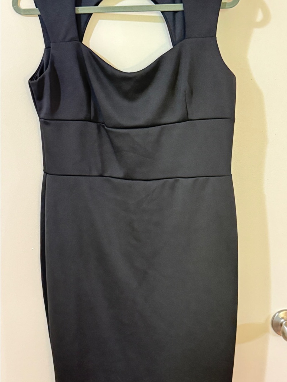 NWOT VENUS Black Midi Sheath Dress with Cutout Back